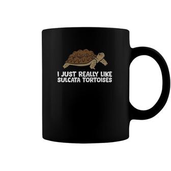I Just Really Like Tortoises Okay Funny Sulcata Tortoise Coffee Mug | Mazezy