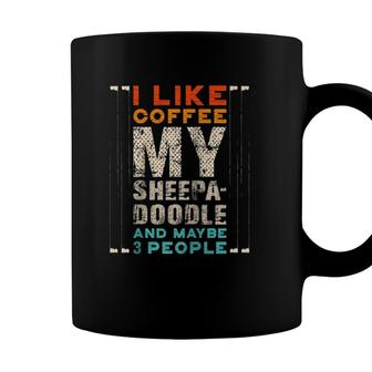 I Like Coffee My Sheepadoodle And Maybe 3 People Dog Breed Raglan Baseball Tee Coffee Mug - Seseable