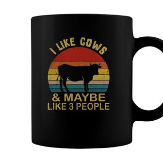 I Like Cows And Maybe Like 3 People Cow Farm Farmer Retro Coffee Mug - Seseable