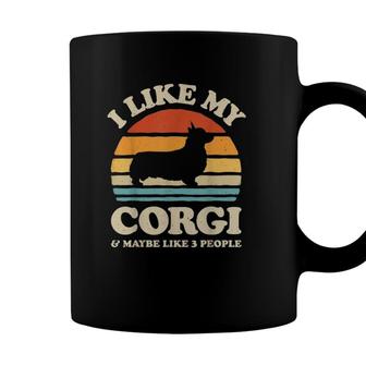 I Like My Corgi And Maybe Like 3 People Dog Lover Gift Retro Coffee Mug - Seseable