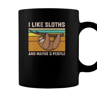 I Like Sloths And Maybe 3 People Funny Sloth Vintage Coffee Mug - Seseable