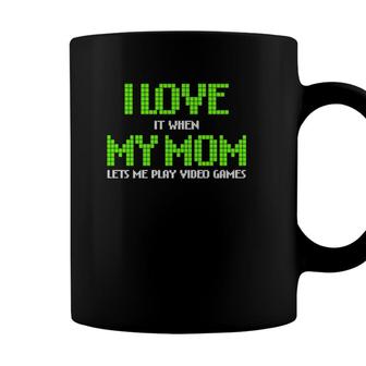 I Love My Mom Funny Video Games Gamer Gift For Teen Boys Coffee Mug - Seseable