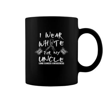 I Wear White For My Uncle Lung Cancer Awareness Coffee Mug - Monsterry CA