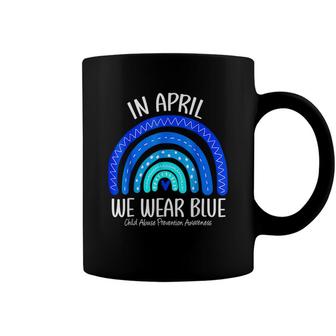 In April We Wear Blue Child Abuse Prevention Awareness Coffee Mug - Seseable