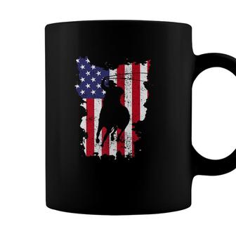 Independence Day Team Roping Horseback Riding July Of 4Th Us Flag Coffee Mug - Seseable
