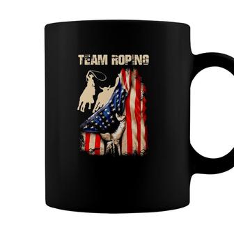 Independence Day Team Roping July Of 4Th American Flag Coffee Mug - Seseable