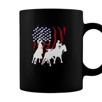 Independence Day Team Roping July Of 4Th Us Flag Sport Lover Coffee Mug - Seseable