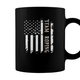 Independence Day Team Roping Rodeo Event July Of 4Th Us Flag Coffee Mug - Seseable