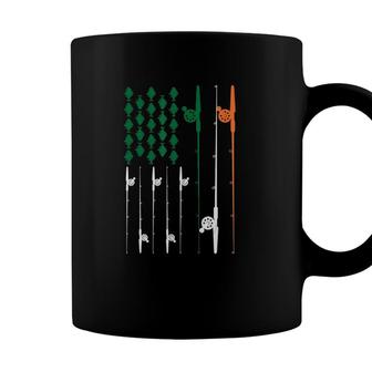 Irish American Flag Fishing Rod St Patricks Day Coffee Mug - Seseable