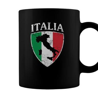 Italia Crest Map Italy Italian Flag Retro Distressed Men Coffee Mug - Seseable