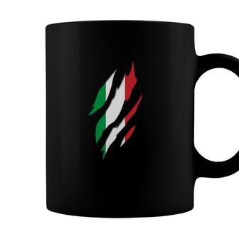 Italy Italian Flag Claw Marks - Italian Roots & Heritage Coffee Mug - Seseable