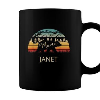 Janet Name Gift Retro Sun Personalized Mama Bear Coffee Mug - Seseable
