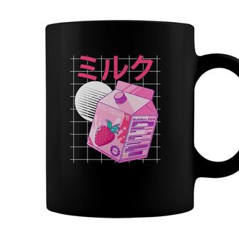 Japanese Kawaii Strawberry Milk Shake Carton Funny Retro 90S Coffee Mug - Seseable