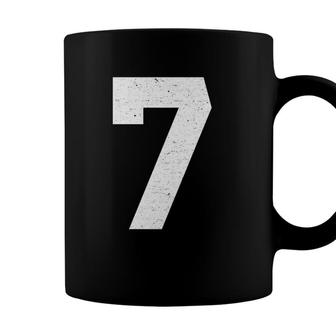 Jersey Uniform Number 7 White Block Lettering Coffee Mug - Seseable