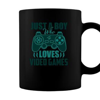 Just A Boy Loves Video Games Boy Matching Video Gamer Coffee Mug - Seseable