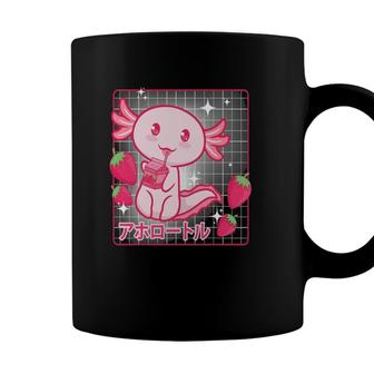 Kawaii Axolotl Strawberry Milk Shake Carton Japanese Anime Coffee Mug - Seseable