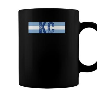 Kc Kansas City Baby Blue Royal Blue Retro Stripes Vintage Coffee Mug - Seseable
