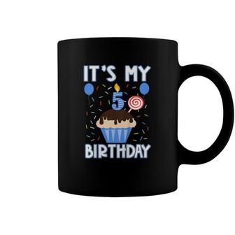 Kids 5 Years Old Boy Its My 5Th Fifth Birthday Sweet Cupcake Coffee Mug - Seseable
