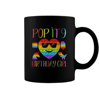 Kids 9Th Fidget Pop It Birthday Girl Pop It 9 Years Old Coffee Mug - Seseable