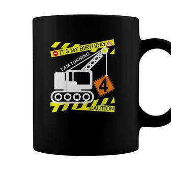Kids Boys Construction Truck 4Th Birthday Gift For Age 4 Yrs Old Coffee Mug - Seseable