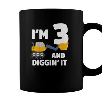 Kids Construction Truck 3Rd Birthday Boy Excavator 3 Digger Coffee Mug - Seseable