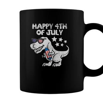 Kids Happy 4Th Of July Boys Toddler Trex Dinosaur American Dino Coffee Mug - Seseable