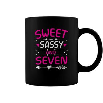 Kids Happy 7Th Birthday Sweet Sassy And Seven Girls 7 Years Old Coffee Mug - Seseable