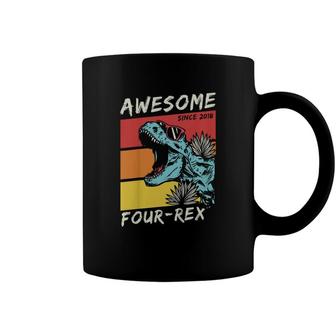 Kids Kids Four Rex Boy 4Th Birthday 2018 Dinosaur 4 Year Old Coffee Mug - Seseable
