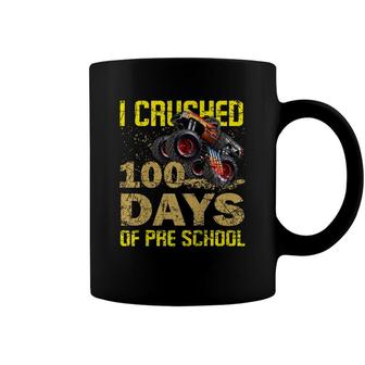 Kids Kids I Crushed 100 Days Of Preschool Monster Truck Boys Coffee Mug - Seseable