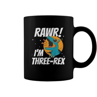 Kids Rawr Im Three-Rex Funny 3 Years Old Dinosaur 3Rd Birthday Coffee Mug - Seseable