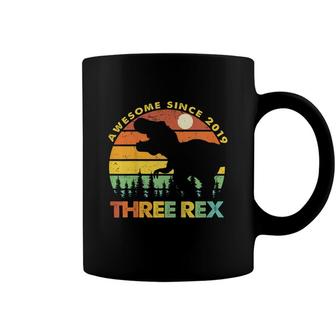 Kids Three Rex 3Rd Birthday Third Dinosaur 3 Year Old Boy Kids Coffee Mug - Seseable