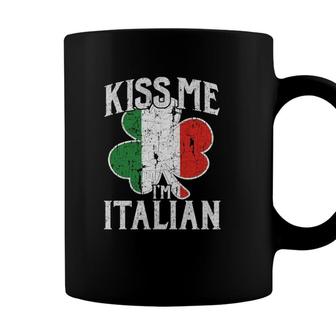 Kiss Me Im Italian Funny St Patricks Day Italy Flag Coffee Mug - Seseable