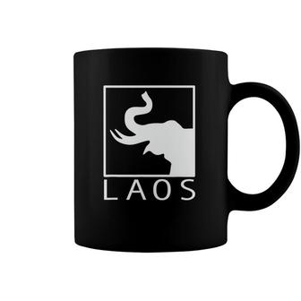Laos Boxed Typography Laotian Sabaidee Lao Flag Coffee Mug | Mazezy