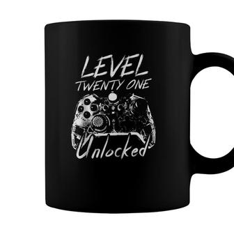 Level 21 Unlocked - 21 Years Old Gamer Funny Birthday Zip Coffee Mug - Seseable