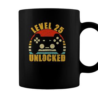 Level 25 Unlocked 25 Years Old Video Gamer 25Th Birthday Coffee Mug - Seseable