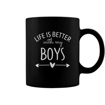 Life Is Better With My Boys For Women Mom Of Boys Mama Coffee Mug - Seseable