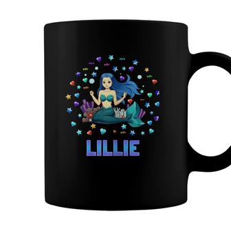 Lillie Personalised Name Mermaid For Girls Coffee Mug - Seseable