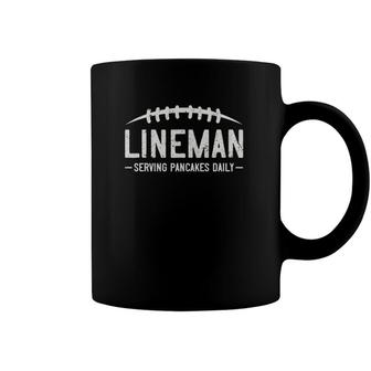 Lineman Serving Pancakes Daily Funny Vintage Football Coffee Mug | Mazezy
