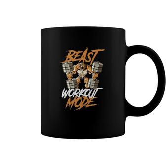 Lion Beast Workout Mode Lifting Weights Muscle Fitness Gym Coffee Mug | Mazezy CA