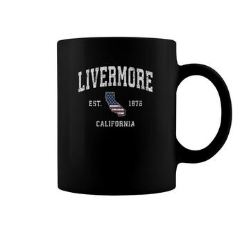 Livermore California Ca Vintage American Flag Sports Design Coffee Mug | Mazezy