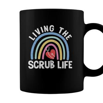 Living The Scrub Life Rainbow Nurse Heart New 2022 Coffee Mug - Seseable