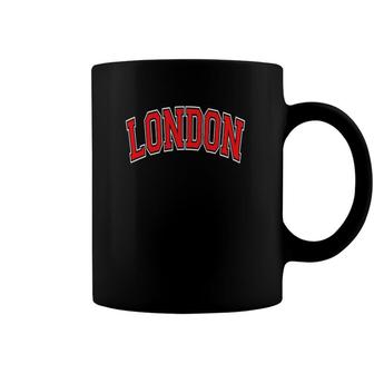 London England Uk Varsity Style Red Text Coffee Mug | Mazezy