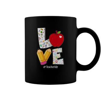 Love Pencil With Apple Teacherlife Teacher Coffee Mug - Seseable