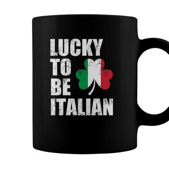 Lucky To Be Italian Flag Italia Italy St Patricks Day Irish Coffee Mug - Seseable