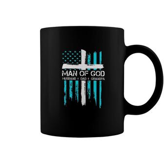 Man Of God Husband Dad Grandpa American Flag Pride Coffee Mug - Seseable