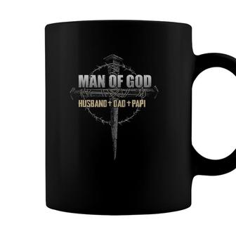 Man Of God Husband Dad Papi Vintage Fathers Day Gift Coffee Mug - Seseable