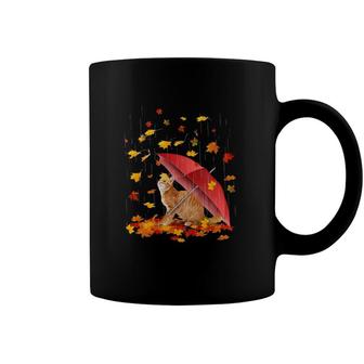 Maple Cat And Umbrella Leaf Fall Hello Autumn Bicycle Gift Coffee Mug | Mazezy