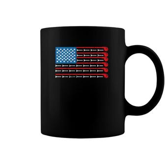 Mens American Flag Golf Club Sports Design Coffee Mug | Mazezy