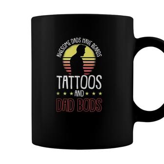 Mens Awesome Dads Have Tattoos And Beards Fathers Day Dad Bod Coffee Mug - Seseable