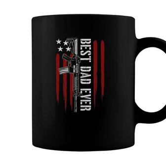 Mens Best Dad Ever Daddy Gun Rights Ar-15 American Flag Patriotic Coffee Mug - Seseable